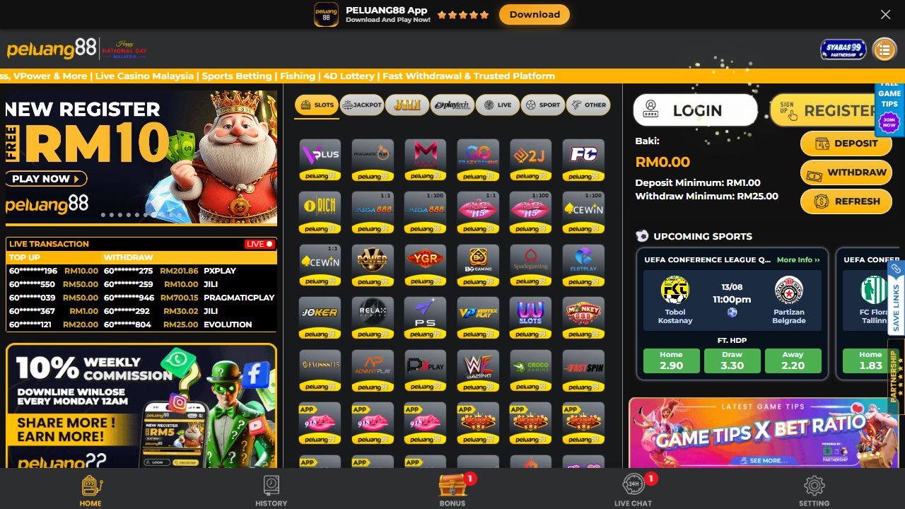 Peluang88 homepage screenshot